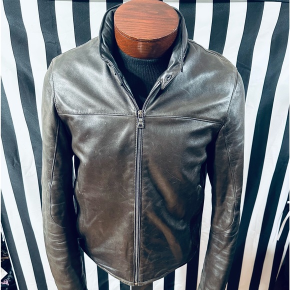 Prada Authentic Vintage 90s Rounded Collar Leather Jacket w/ Hidden Hood - Picture 13 of 13